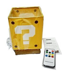 Mario Night Light for Kids Yellow Question Power Up Cube Square Color Changing